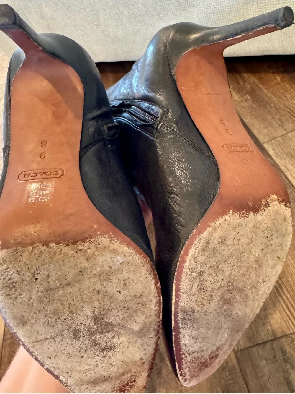 Vintage 90s/Y2K Coach Dalla Black Leather Over-the-Knee Stiletto Boots